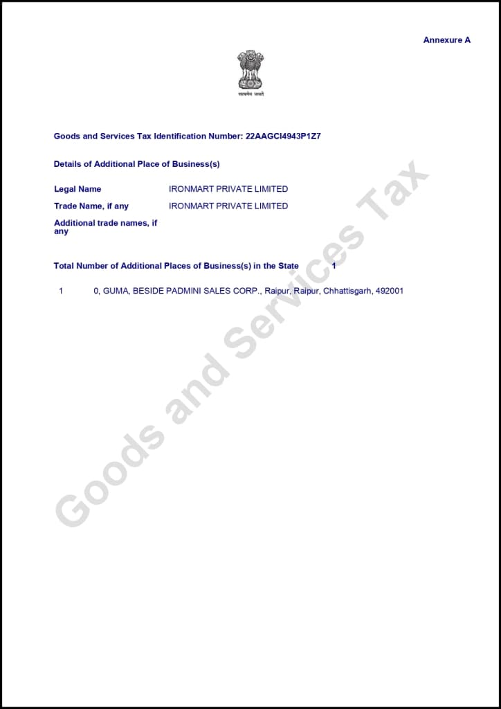 GST Certificate