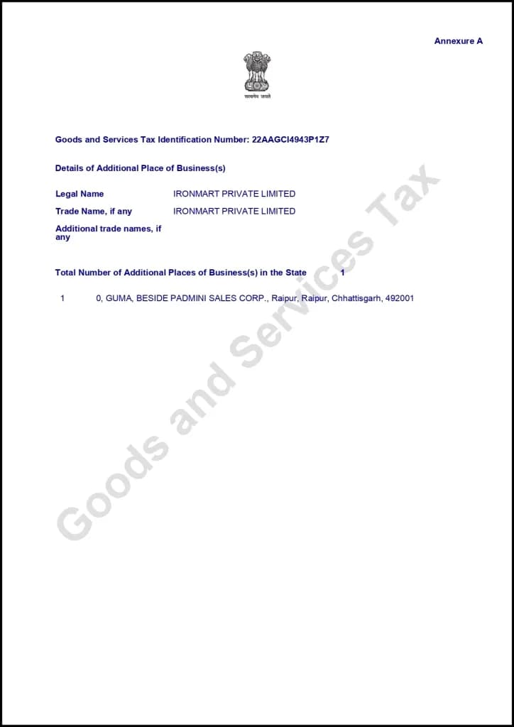 GST Certificate